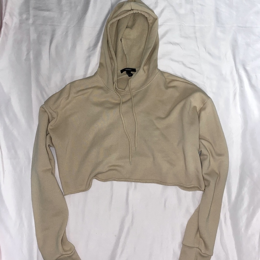 tan cropped hoodie